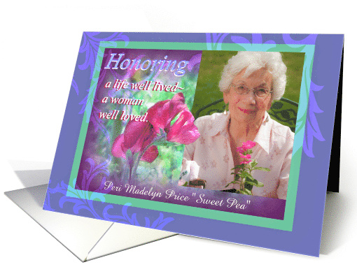 A Woman Well Loved Memorial Service Invitation for Photo card (865261)