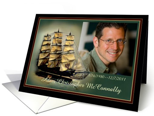 Sailing Ship Memorial Service Invitation, Photo card (865653)