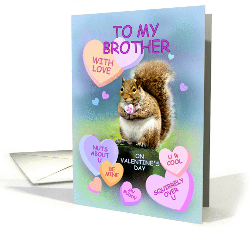 For Brother, Cute Squirrel Valentine, I Wuv U card (867653)