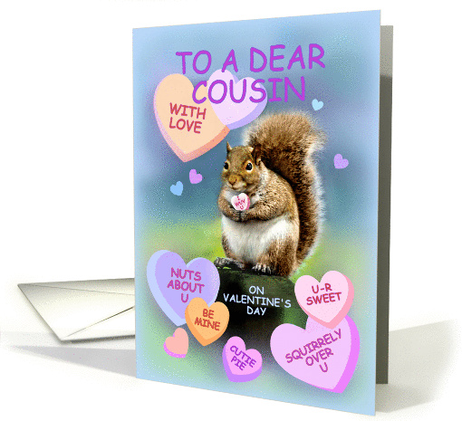 For Cousin, Cute Squirrel Valentine, I Wuv U card (867657)