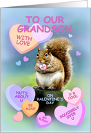 For Our Grandson, Cute Squirrel Valentine, I Wuv U card