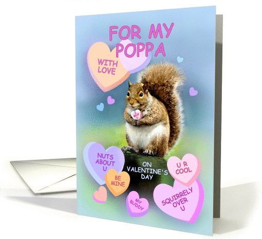 For Poppa, Cute Squirrel Valentine, I Wuv U card (867678)