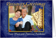 Passover Photo Card, Blue with Matzoh, Custom Front card