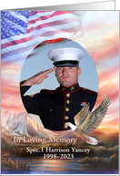 Flag and Eagle Memorial Service for Military Invitation with Photo card