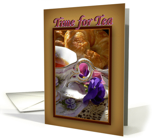 Tea Time Invitation, Vintage Cup and Saucer card (871148)