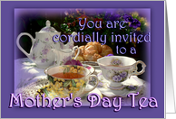 Mother’s Day Tea Invitation, Vintage Teacups and Teapot card