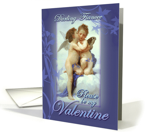 To Fiancee, Valentine Cherubs card (871477)