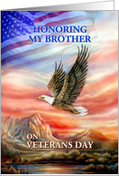 Honoring My Brother on Veterans Day, Flying Eagle & Flag card