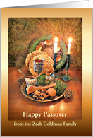 Happy Passover Judaica Candlelight Seder Table to Add Name Blank card