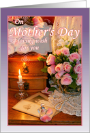Happy Mother’s Day Wishes, Pink Roses, Vintage Photos and Pearls card