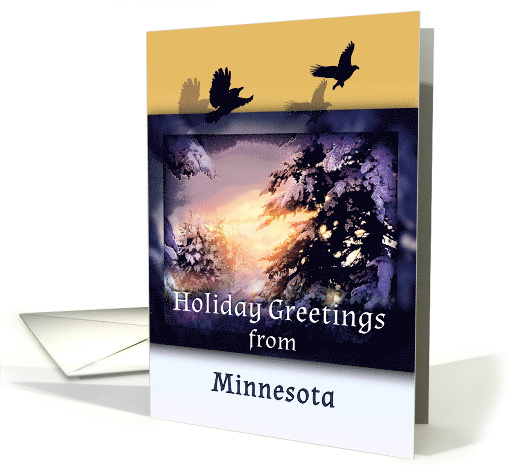 Holiday Greetings from Minnesota, Snowy Christmas Sunset card (930434)