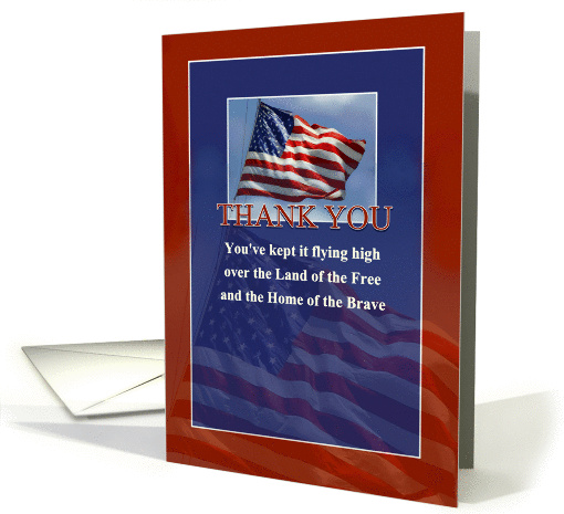 Thank You for Military Service, American Flag card (931003)