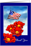 Thank You for Military Service American Flag & Patriotic Red Poppy card