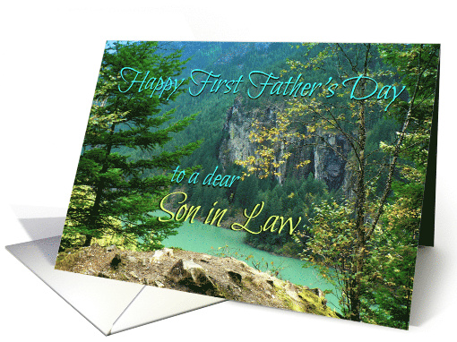Happy First Father's Day to Son in Law Aqua Lake 1st Father's Day card