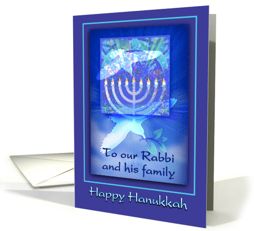 Happy Hanukkah to Rabbi and Family with Menorah and Dove card (999481)