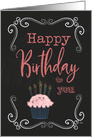 Birthday Cupcake Chalk Art card