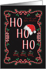 Twas the Night before Christmas Chalk Art Ho Ho Ho with Santa Hat and Reindeer card