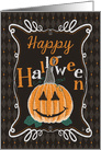 Joyful Jack-o-lantern Chalk art and Halloween Fleur De Lis card