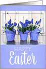 Easter Greetings and Grape Hyacinth with rustic background card