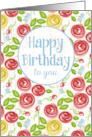 Floral Birthday Greetings with Roses and Daisies card