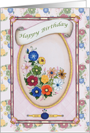 Birthday Floral with Sewing Notions card