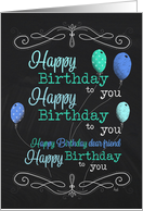 Birthday Balloons Chalk Art card