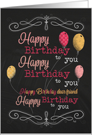 Pink and Orange Birthday Balloons Chalk Art card