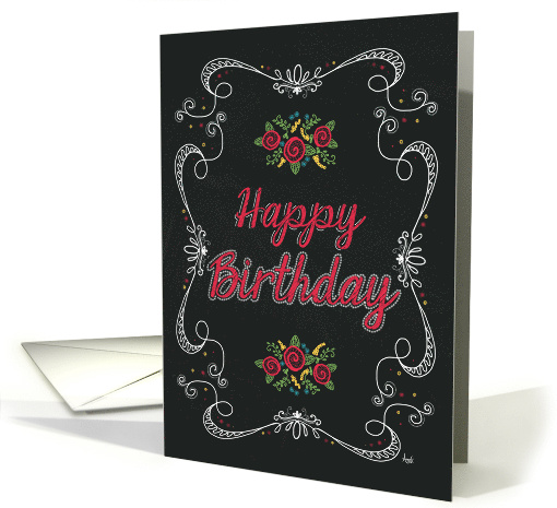 Birthday Flowers Chalk Art card (1513354)