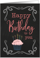 Birthday Cupcake Chalk Art card