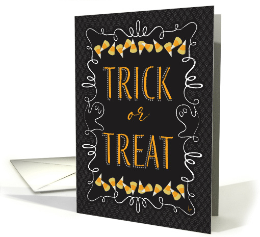 Halloween Night Trick or Treat and Ghosts chalk art card (1543926)
