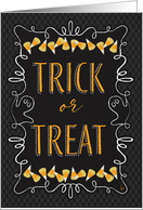 Halloween Night Trick or Treat and Ghosts chalk art card