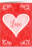 Simple Valentine Hearts and Love art carving card
