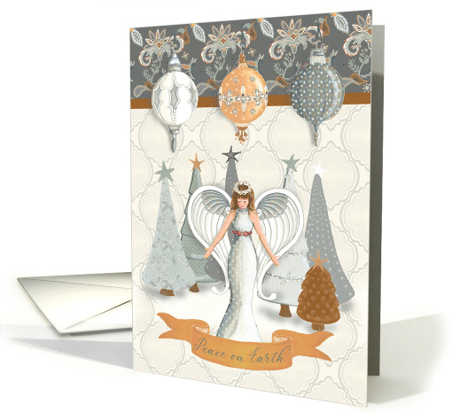 Peace on Earth Angel with Ornate Trees and Silver Bells card (1647596)