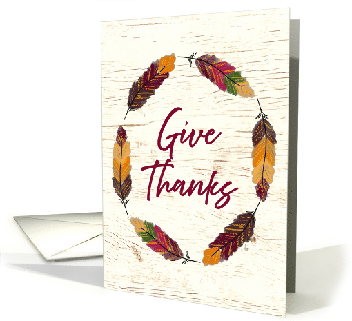 Thanksgiving Card with Decorative Fall Feather Wreath card (1648870)