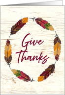 Thanksgiving Card with Decorative Fall Feather Wreath card
