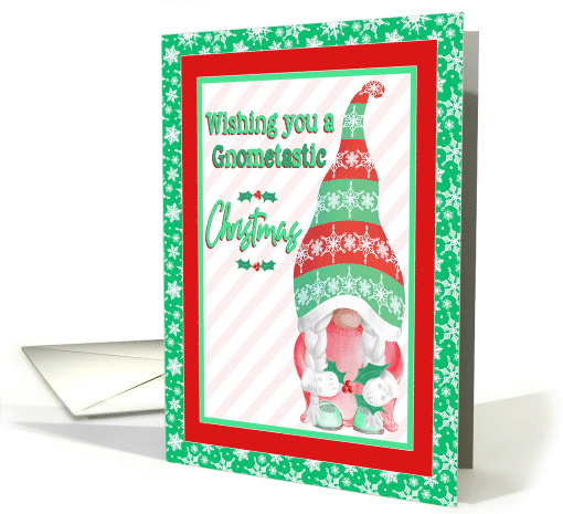 Christmas Gnome with Snowflakes and Holly card (1713816)