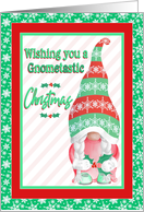 Christmas Gnome with Snowflakes and Holly card