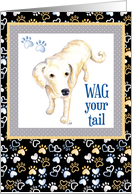 A dog’s life is to be happy and wag your tail Labrador Thinking of You card