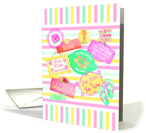 Beach Birthday Fun with Clever Beach Signs and Flip Flops card