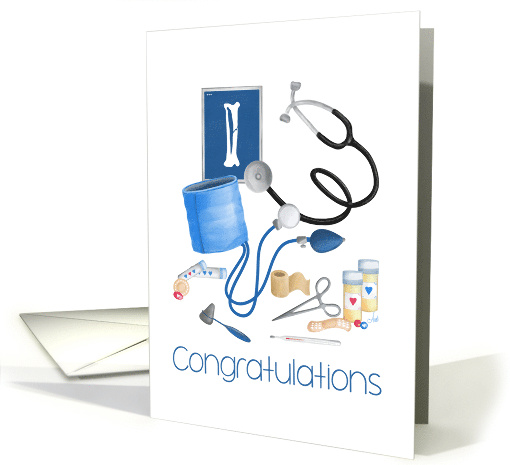 Medical Art Design and a White Coat Celebration for a New Doctor card