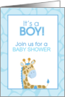 Blue Giraffe It’s a Boy Baby Shower Card