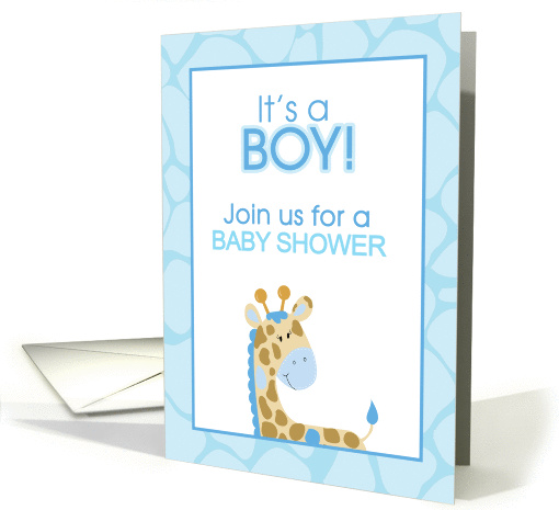 Blue Giraffe It's a Boy Baby Shower card (1198156)