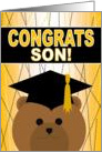 Son - Any Graduation Celebration with Cap & Gown Bear card