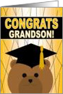 Grandson - Any Graduation Celebration with Cap & Gown Bear card