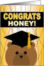 Honey - Wife - Any Graduation Celebration with Cap & Gown Bear card