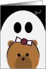 Missing My Daughter Halloween Card - Bear with Bow & Ghost card