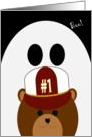Missing Son Halloween Card - Bear with #1 Ballcap & Ghost card