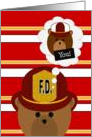 Cute Firefighter Thinking of Grandson card