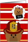 Cute Firefighter Thinking of Niece card