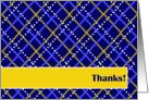 Thanks! Birthday Gift - Blue and Gold Plaid card
